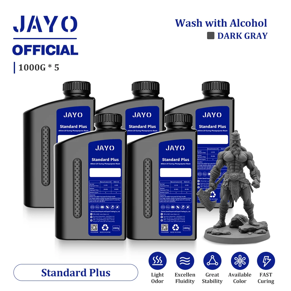 JAYO Standard & ABS-Like UV Resin 405nm, 5 kg, Standard P Grey-5KG