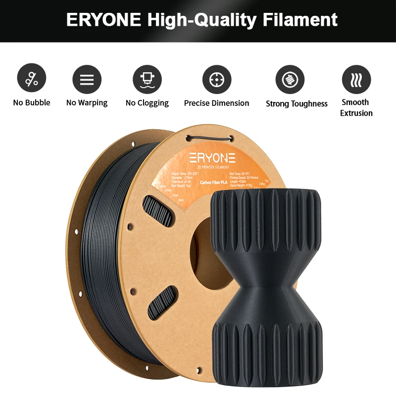 ERYONE PLA Carbon Fiber Filament 1.75mm, Black, 1 kg – photo 4