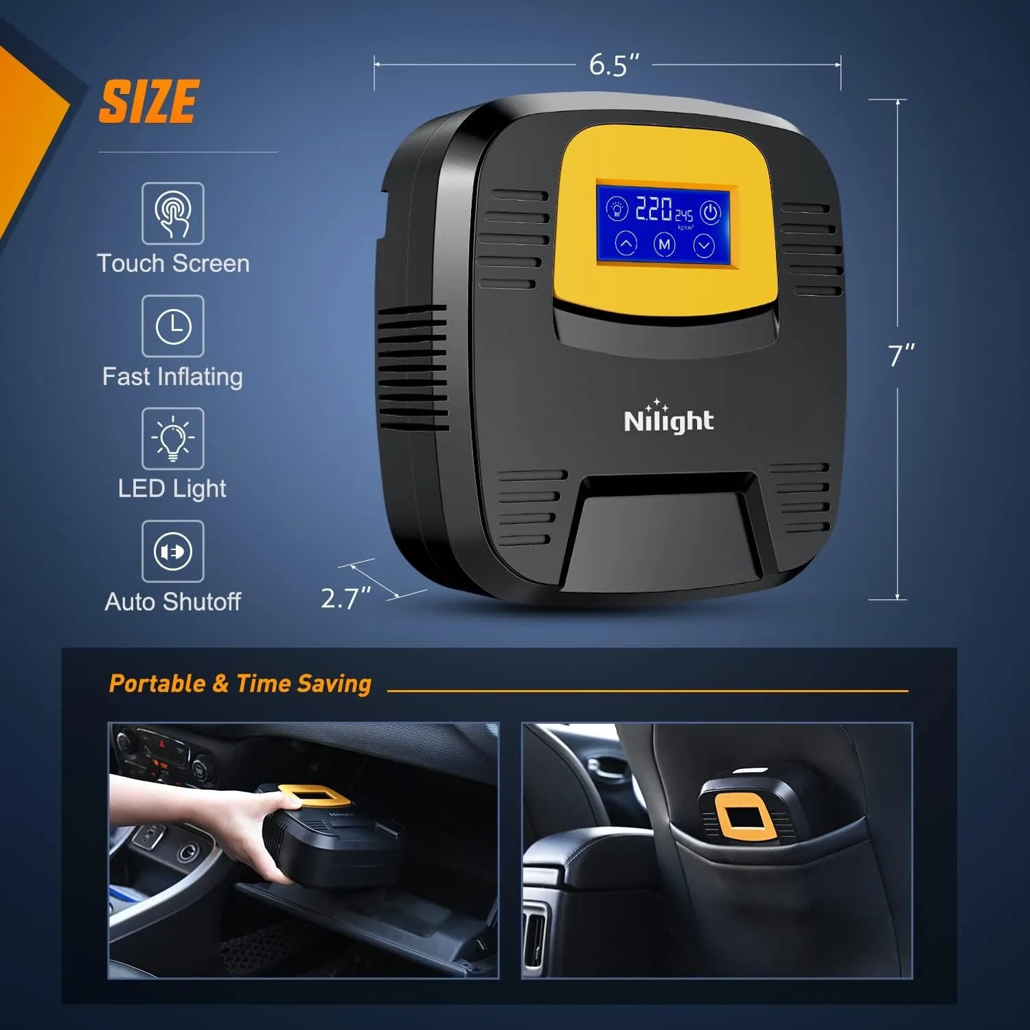 Nilight 12V Tire Inflator with Digital Gauge, 150 PSI – photo 2