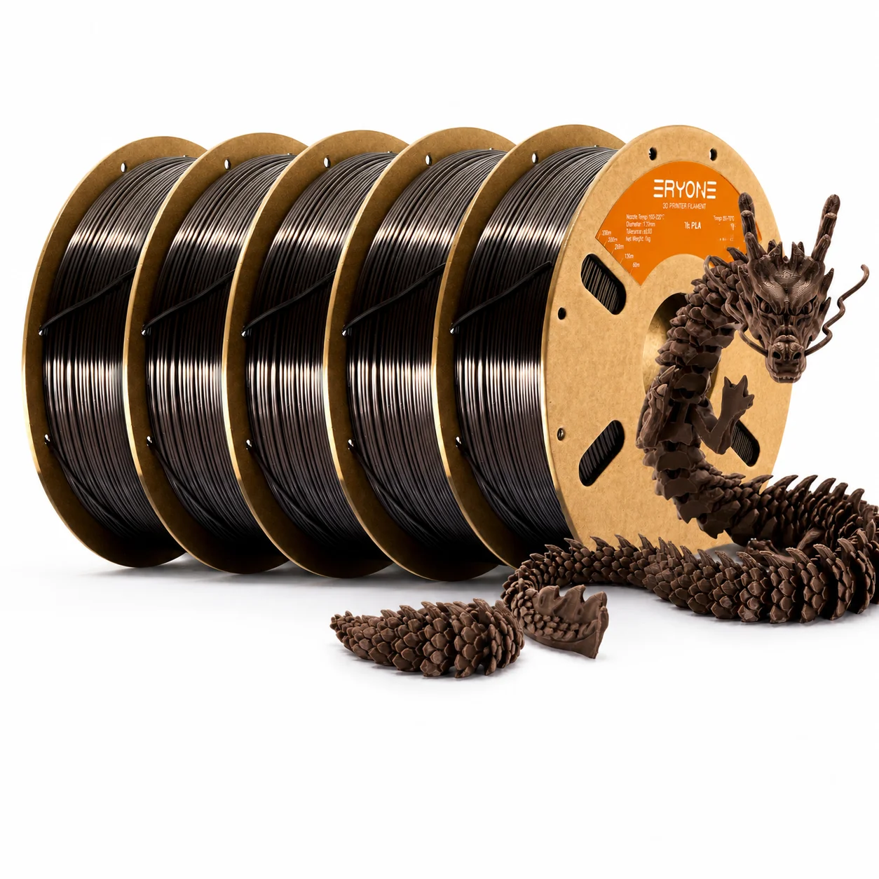 ERYONE Ultra Silk PLA Filament 1.75mm, 5 kg (5 × 1 kg), Dark Gold 5KG