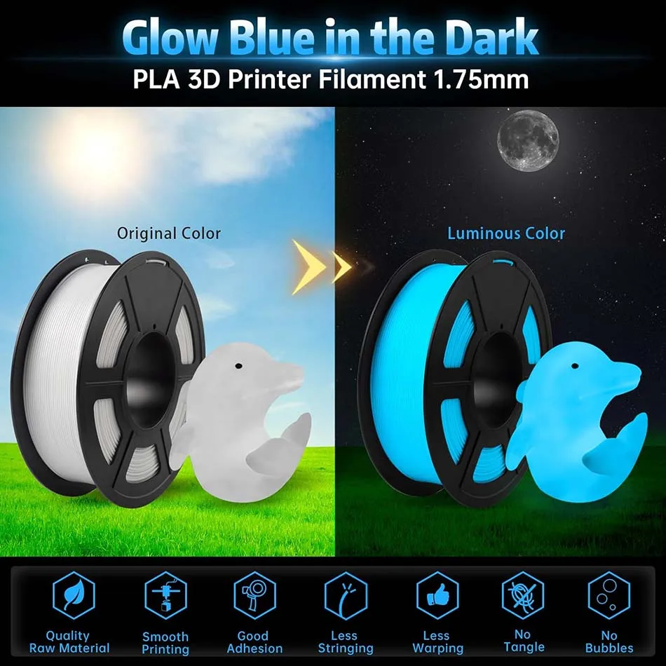 JAYO Glow in the Dark PLA & PETG Filament 1.75mm, 5-Roll Packs – photo 2