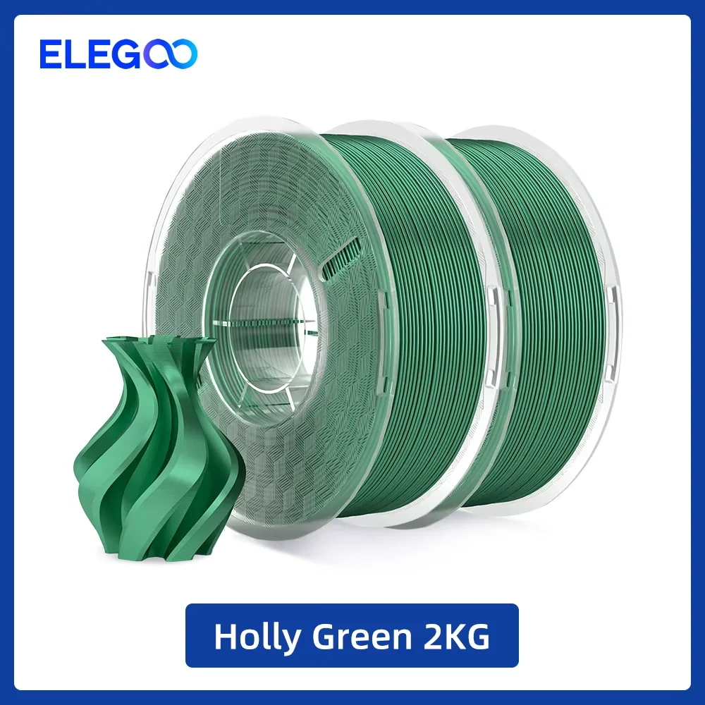 ELEGOO Silk PLA Filament 1.75mm, 2 kg Packs, Holly Green 2kg