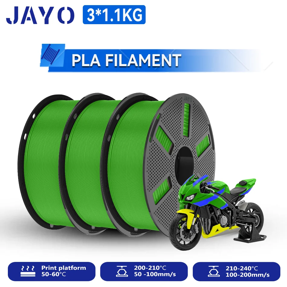 JAYO PLA Filament 1.75mm, 3 × 1.1 kg Single-Color Packs, 3PG