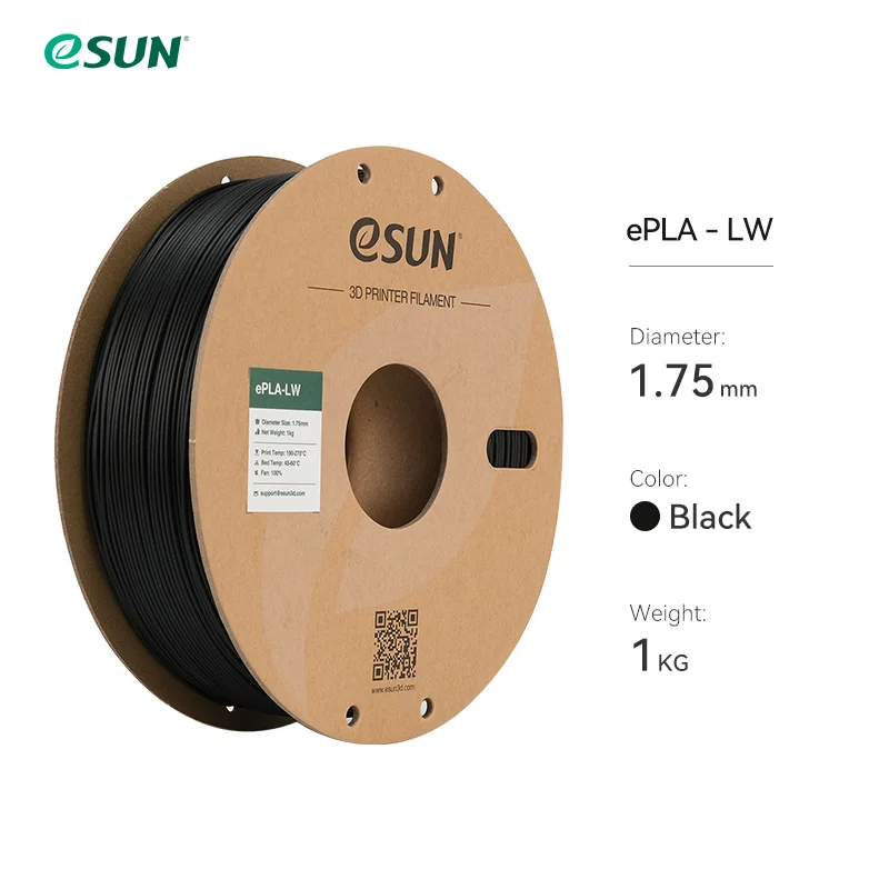 eSUN ePLA-LW filament 1.75 mm 1 kg spool, Black