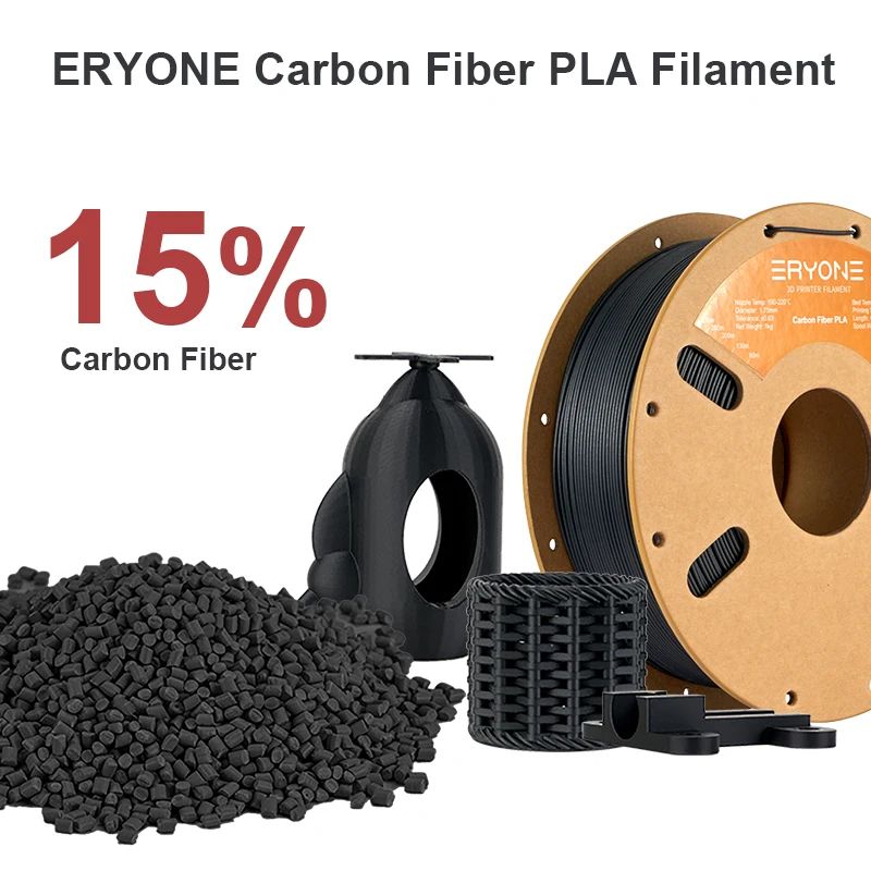 ERYONE PLA Carbon Fiber Filament 1.75mm, Black, 1 kg