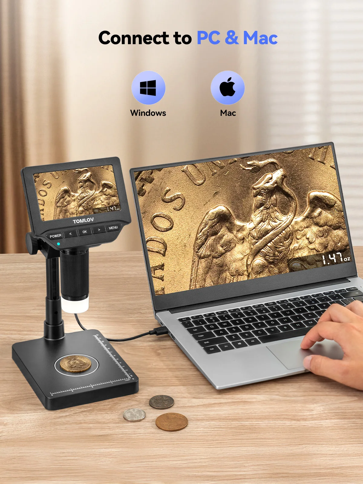 TOMLOV DM4W 4.3" Digital Microscope with Weighing Scale – photo 3