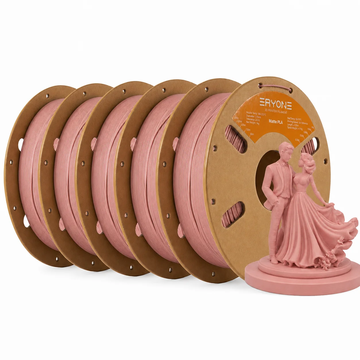 ERYONE Matte PLA Filament 1.75mm, 5 kg (5 × 1 kg), Burgundy 5KG