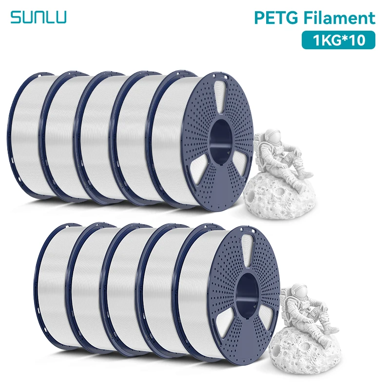 SUNLU PETG Filament 1.75mm, 10 kg (10 × 1 kg), PETG-WHITE-10kg