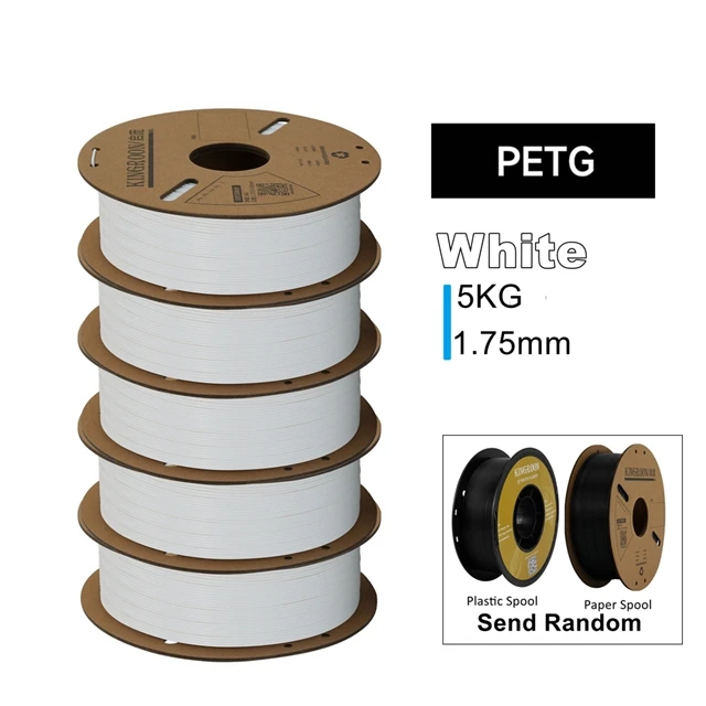 KINGROON PLA, PETG & ABS Filament 1.75mm, 5 kg Single-Color Packs, PETG White 5KG