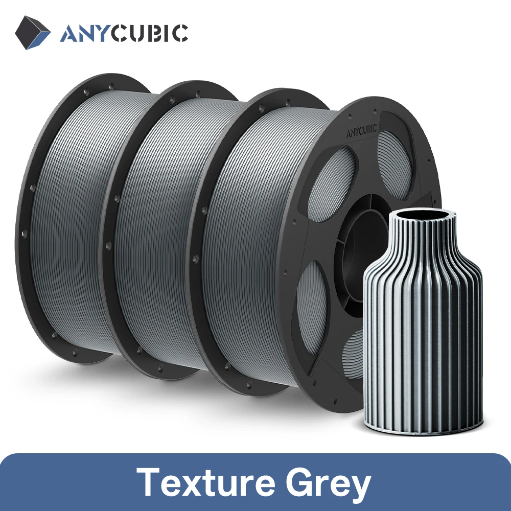ANYCUBIC PLA Filament 1.75mm, 3 kg (3 × 1 kg), Texture Grey 3KG