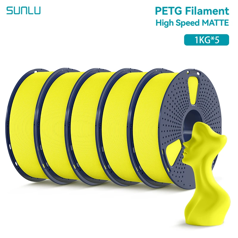 SUNLU High Speed Matte PETG Filament 1.75mm, 5 kg, HSMPETG Yellow