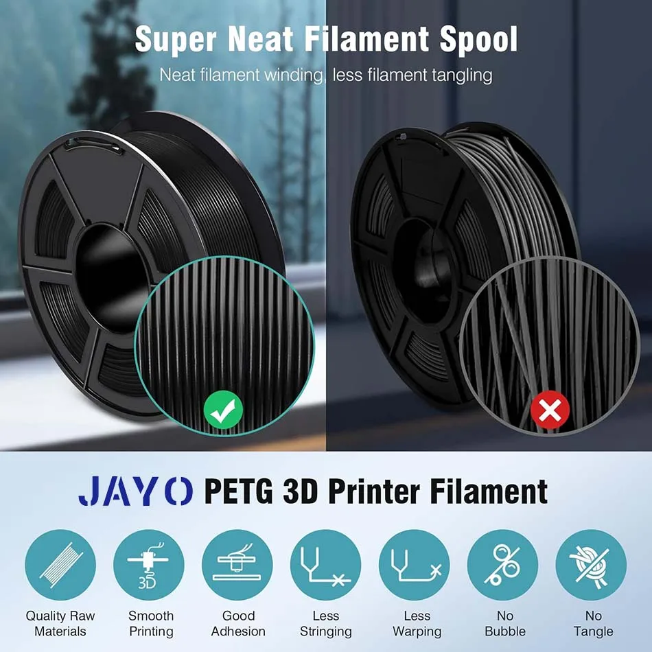 JAYO PETG, PLA & TPU Filament 1.75mm, 2-Roll Packs