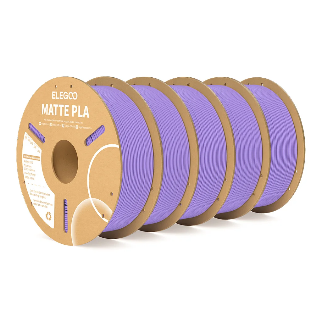 ELEGOO Matte PLA Filament 1.75mm, 5 kg (5 × 1 kg), 5KG Lavender Purple
