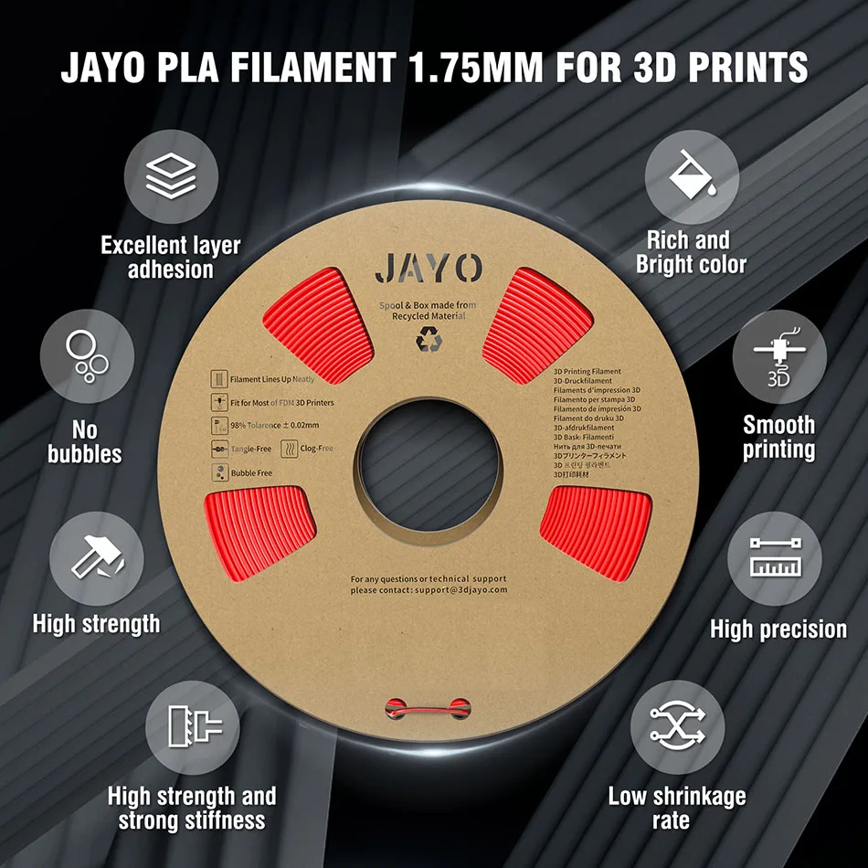 JAYO PLA or PETG Filament 1.75mm, Black, 10 Rolls – photo 2