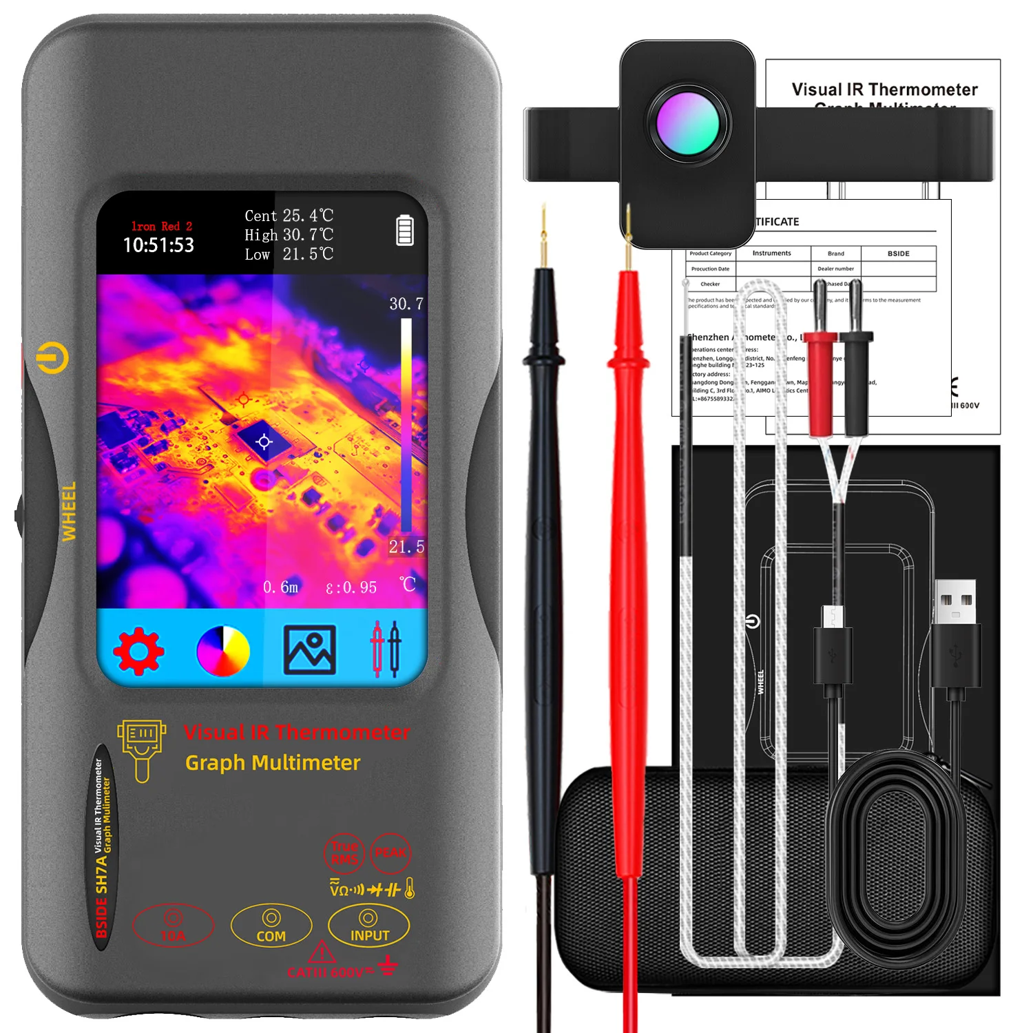 BSIDE SH7 Thermal Imager & Multimeter 2-in-1, 320×320, SH7A Macro lens