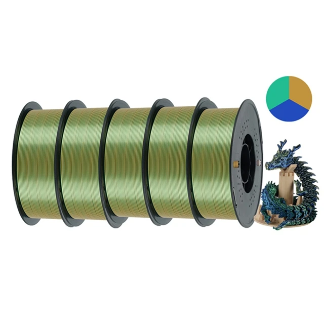 KINGROON Tri-Color Silk PLA Filament 1.75mm, 5 kg, Blue Green Orange