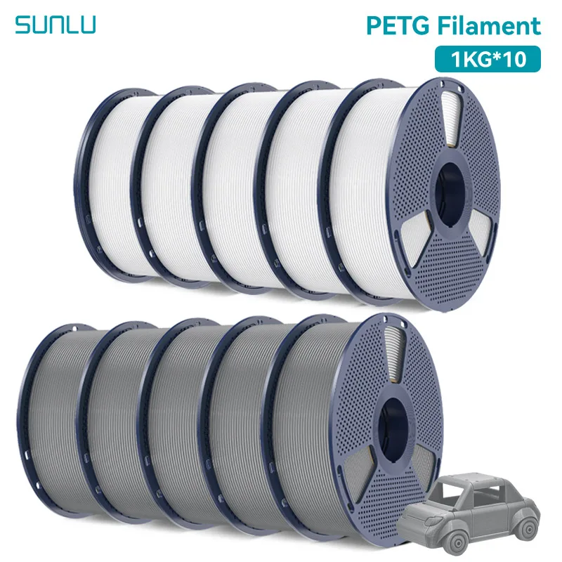 SUNLU PETG Filament 1.75mm, 10 Spools, PETG GY5 WT5