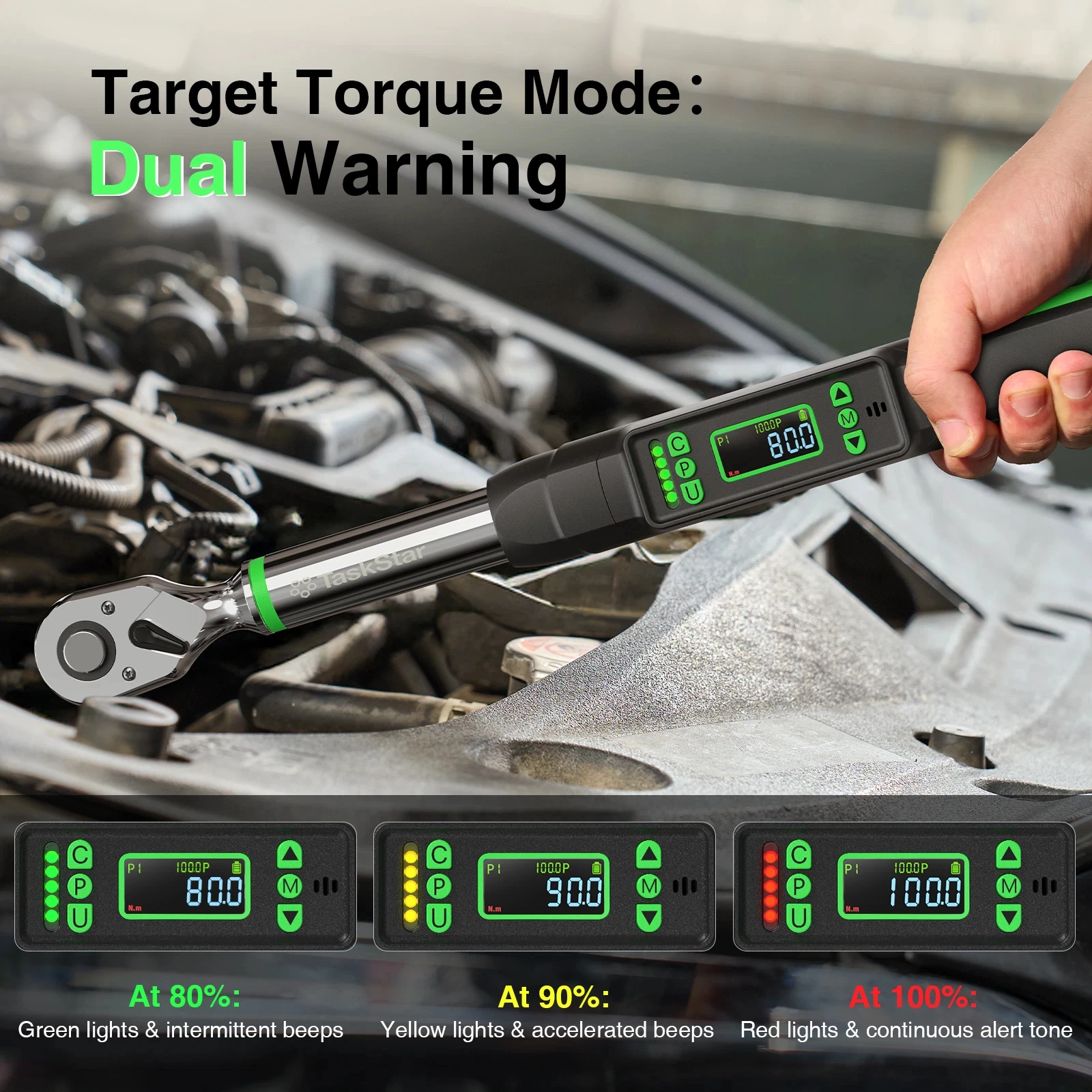 TaskStar 3/8" Digital Torque Wrench, 0–162 ft-lb (0–220 N·m) – photo 3