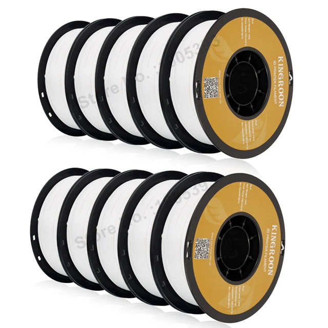 KINGROON PETG Filament 1.75mm, 5 kg or 10 kg (1 kg Spools), 10kg White PETG