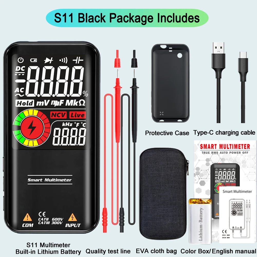 BSIDE S10 / S11 Smart Digital Multimeter, True RMS, S11-Built-in Battery