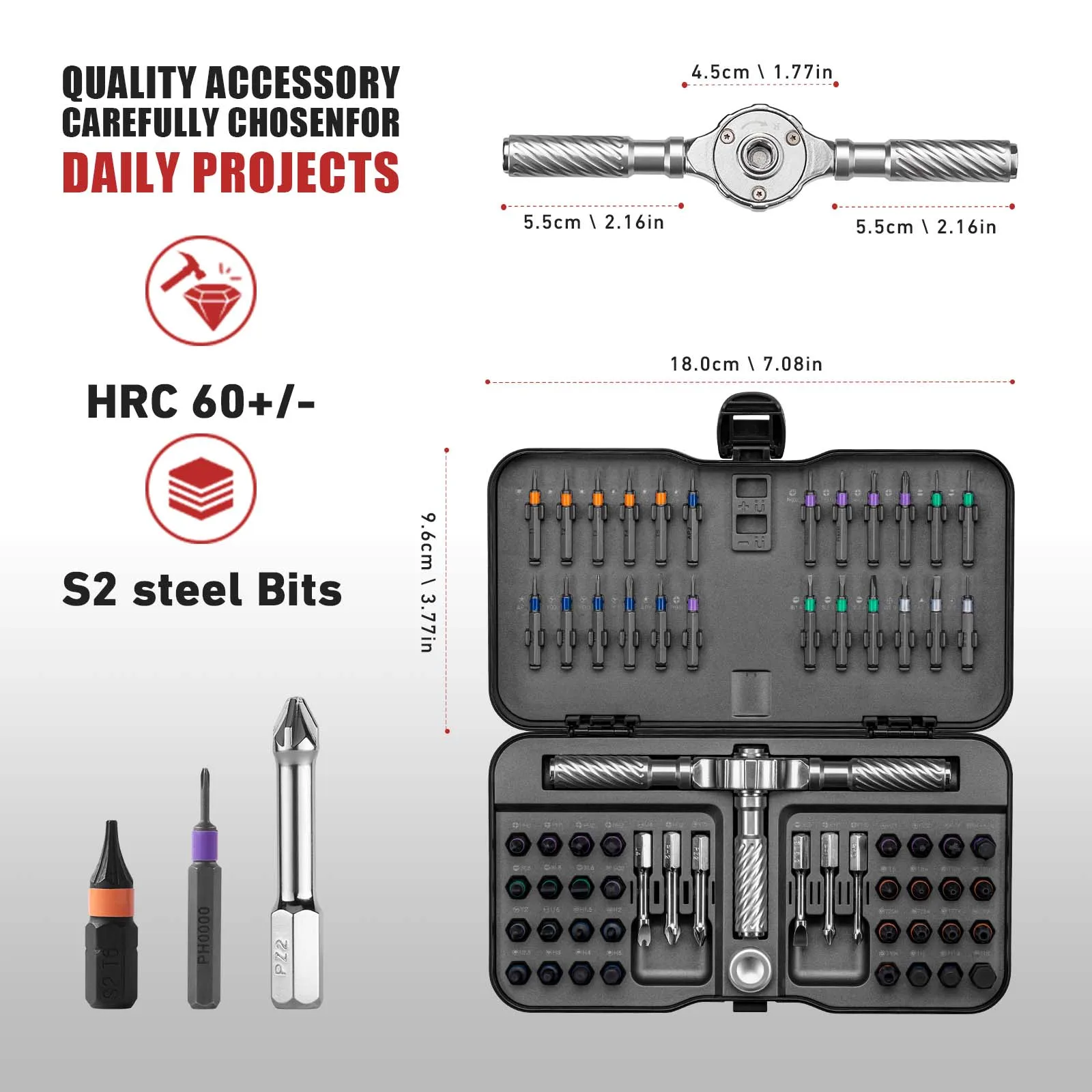 VMAN 66-in-1 Ratchet Screwdriver Set with Magnetic Bits – photo 5