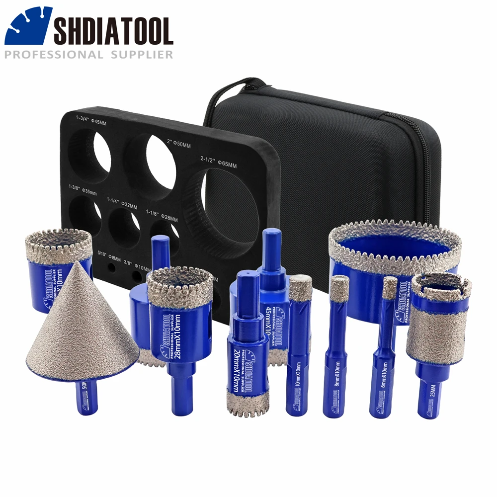 SHDIATOOL 11-Piece Diamond Core Drill Bit Set, 6–65 mm – photo 2