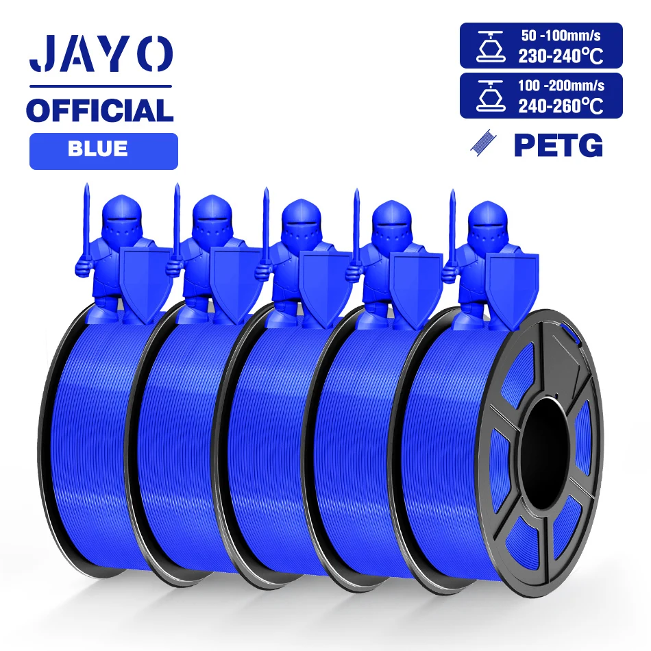 JAYO PLA, PLA+ & PETG Filament 1.75mm, 5-Roll Packs, PETG Blue 5Roll