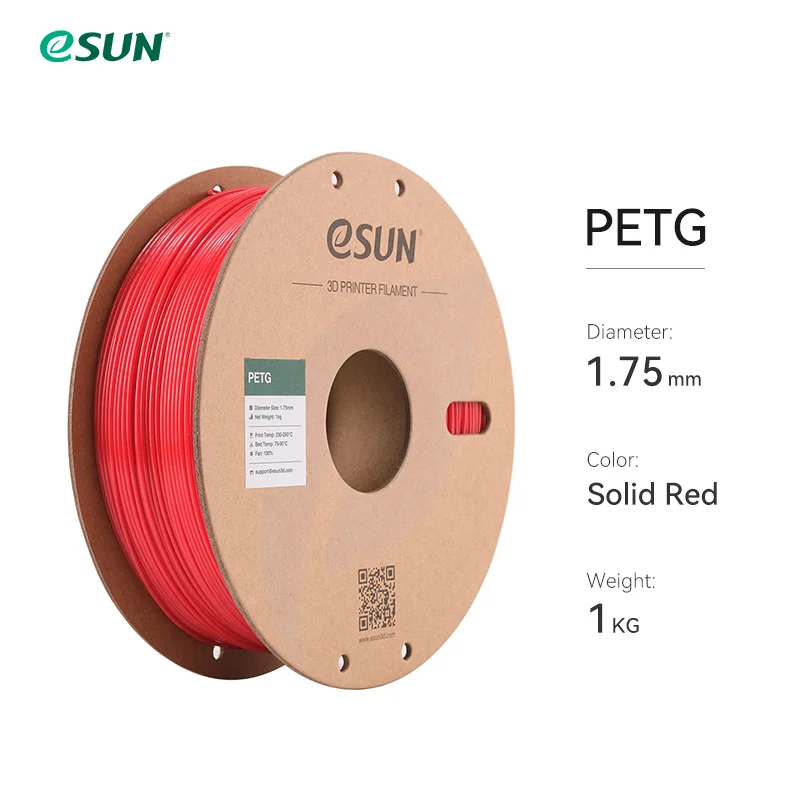 eSUN PETG Filament 1.75mm, 1 kg Spool, Solid Red