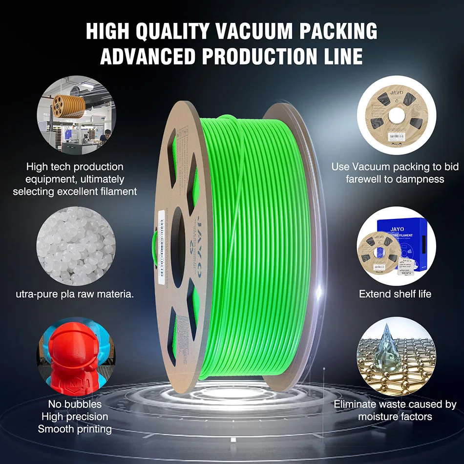 JAYO PLA / PLA+ / PETG Filament 1.75mm, Black, 10 Spools – photo 4