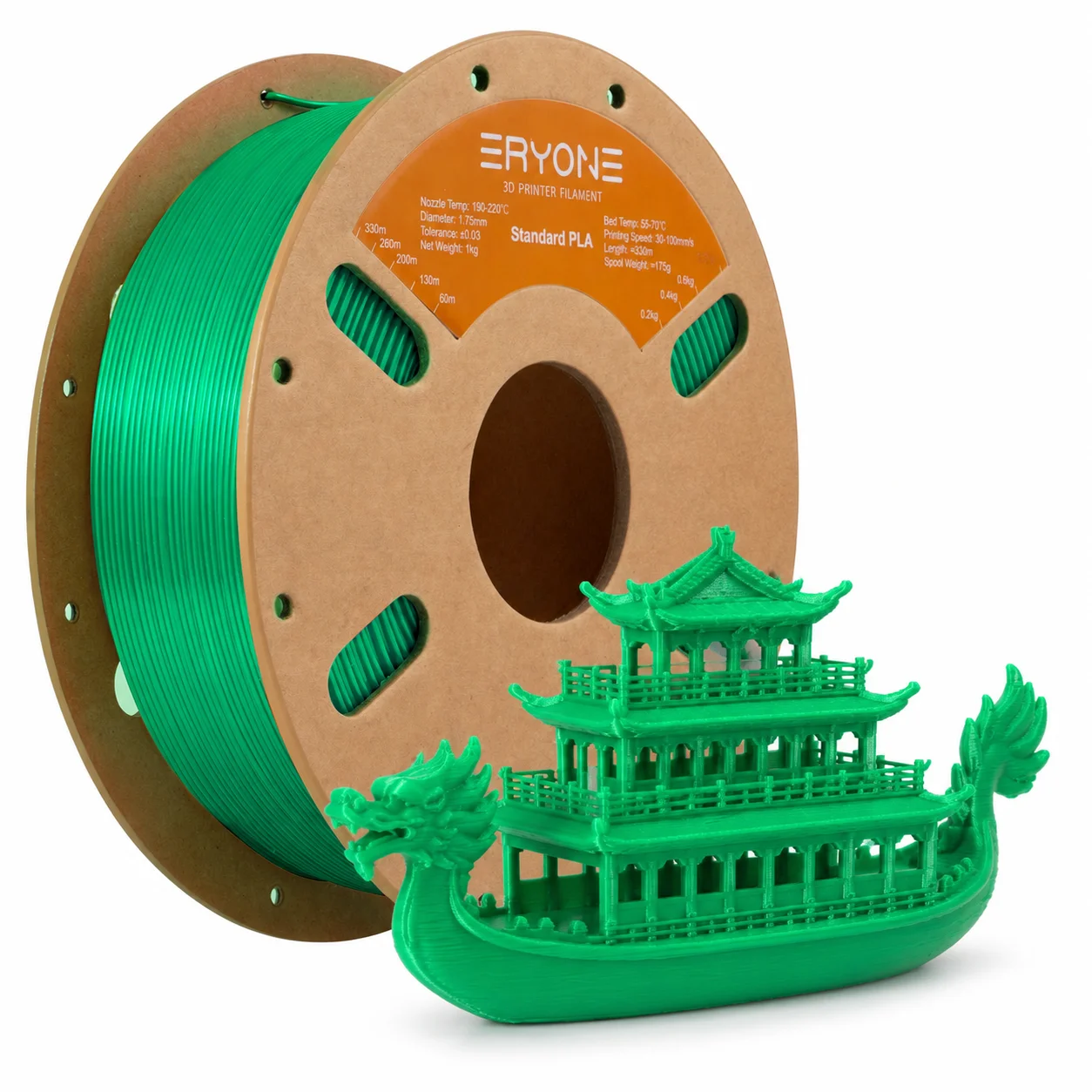 ERYONE Standard PLA Filament 1.75mm, 1 kg Spool, Green