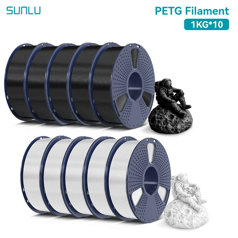 SUNLU PETG Filament 1.75mm, 10 kg (10 × 1 kg), PETG-5Black 5White