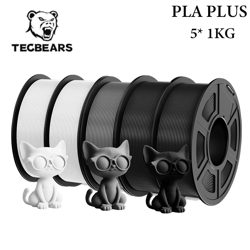TECBEARS PLA+ Filament 1.75mm, 5 kg (5 × 1 kg)