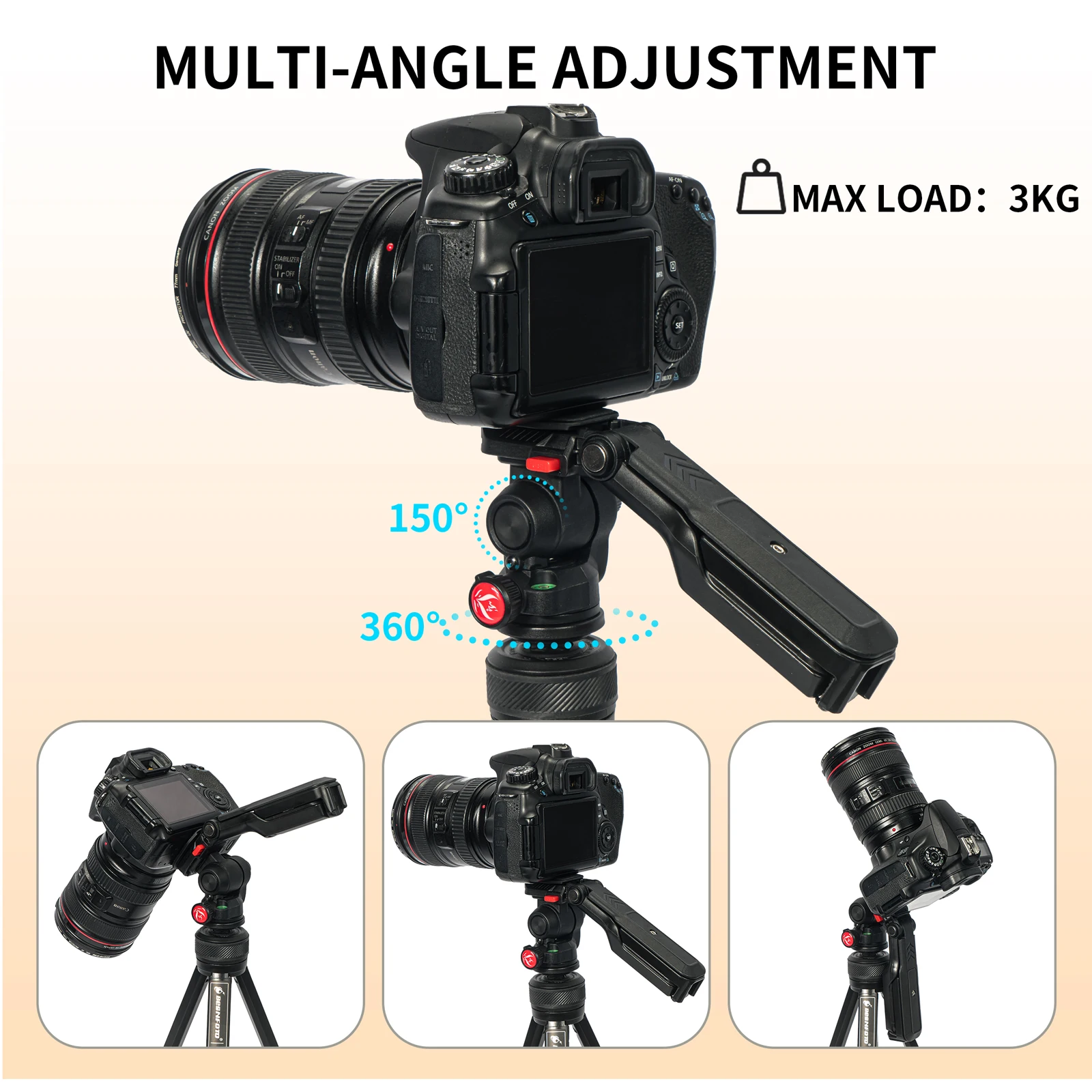 Besnfoto Aluminum Travel Tripod with Hidden Phone Mount – photo 3