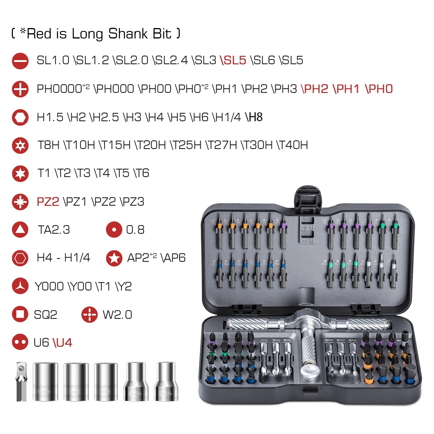 VMAN 66-in-1 Ratchet Screwdriver Set with Magnetic Bits, 66in1 kit and socket