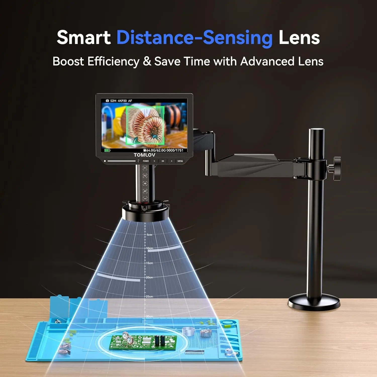 TOMLOV TM4K-AF 4K Autofocus Digital Microscope, 8" Screen, Flex Arm – photo 4