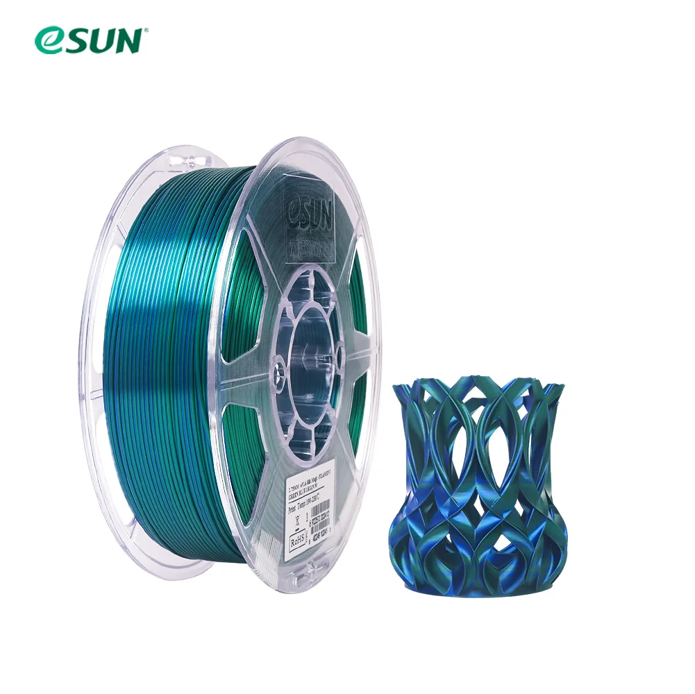 eSUN Magic Silk PLA Filament 1.75mm, Dual & Tri-Color, 1 kg, Green Blue