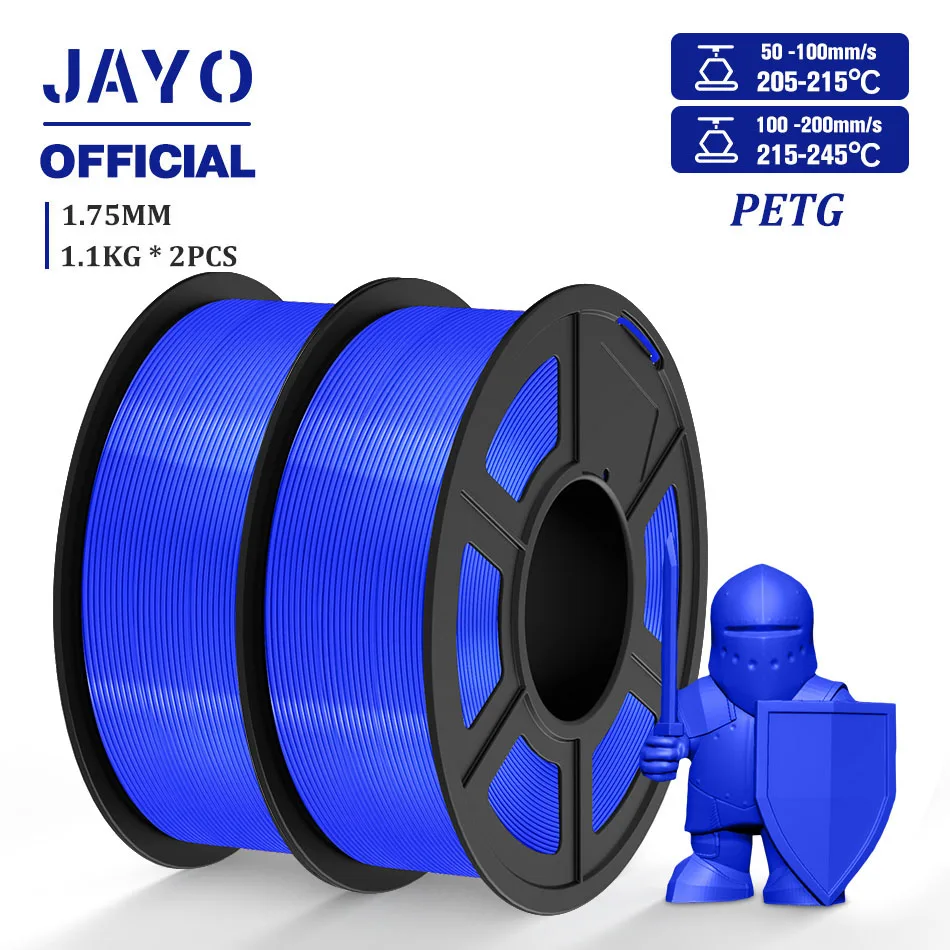 JAYO PETG, PLA & TPU Filament 1.75mm, 2-Roll Packs, PETG Blue