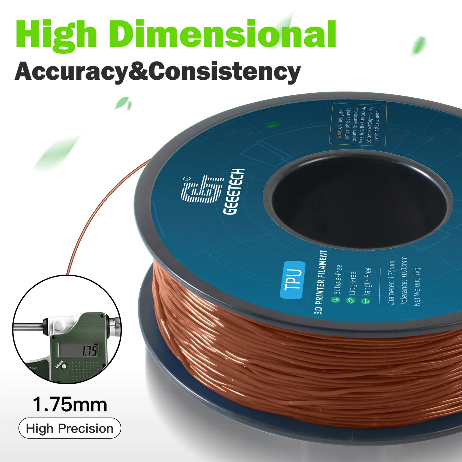 Geeetech TPU Flexible Filament 1.75mm, 10 kg, Transparent Brown – photo 2