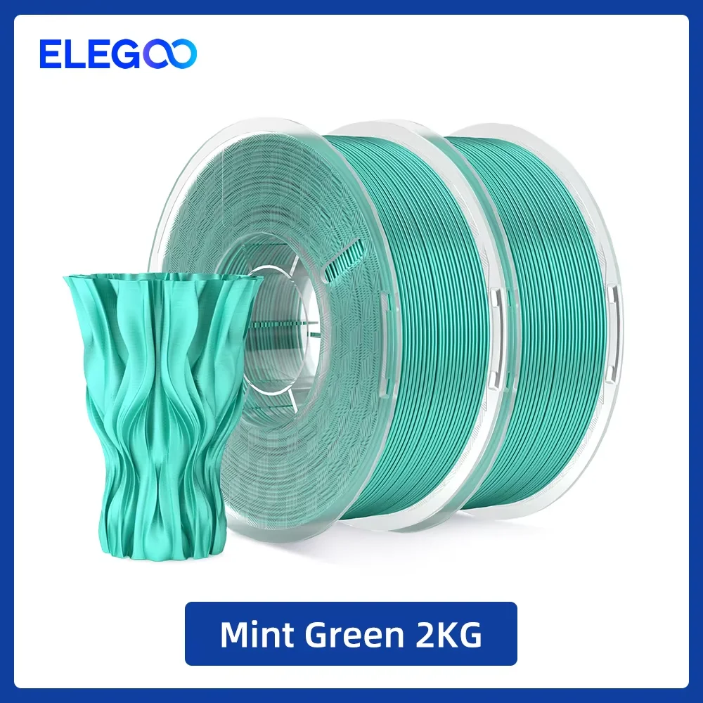 ELEGOO Silk PLA Filament 1.75mm, 2 kg Packs, Mint Green 2kg