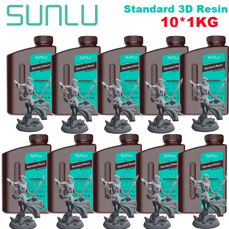 SUNLU Standard UV Resin 405nm, 10 kg (10 × 1 kg), Standard dark grey