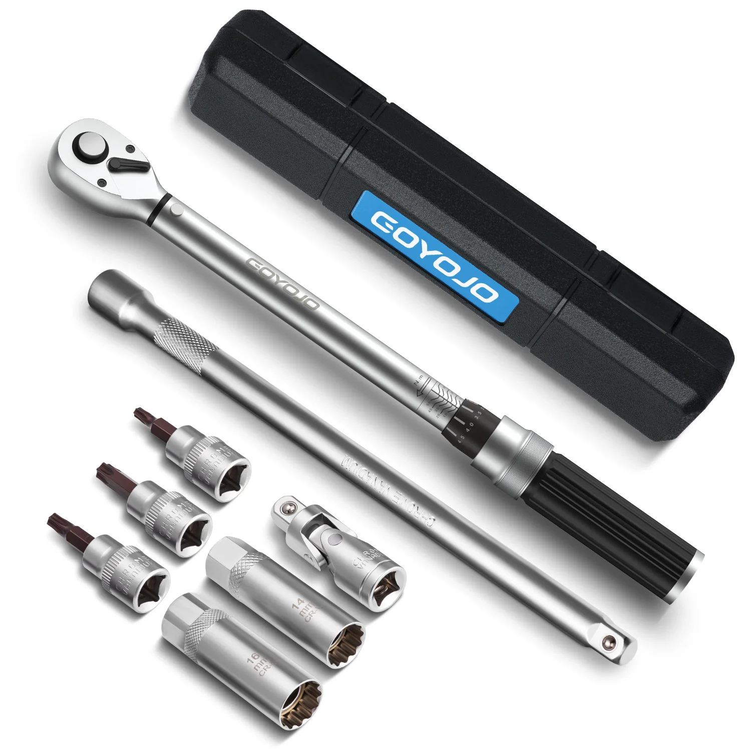 GOYOJO 8-Piece 3/8" Torque Wrench & Spark Plug Socket Kit, 10–60 N·m