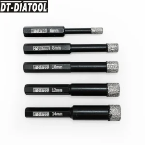 DT-DIATOOL Vacuum Brazed Diamond Core Drill Bits, Hex Shank, 2 Pack