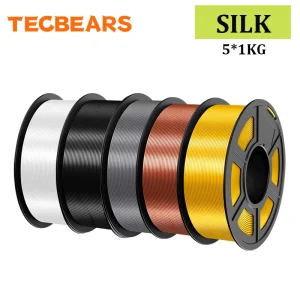 TECBEARS Silk PLA+ Filament 1.75mm, 5-Color Set, 5 kg
