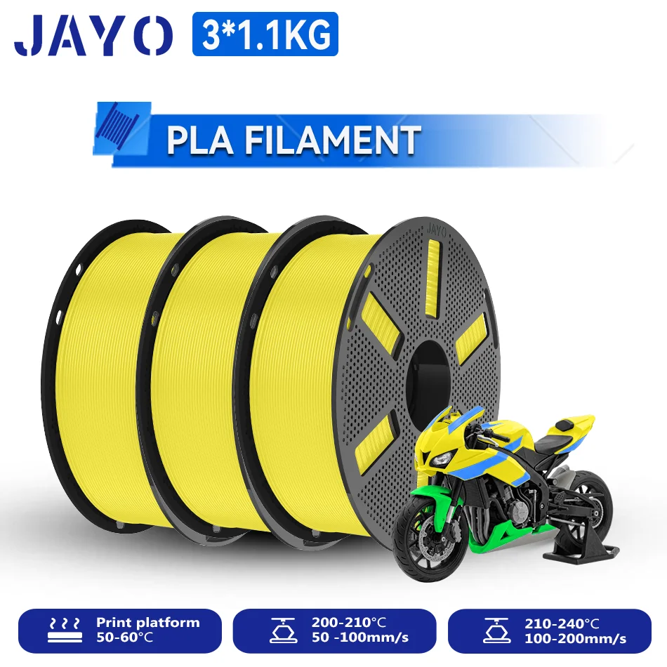 JAYO PLA Filament 1.75mm, 3 × 1.1 kg Single-Color Packs, IYL