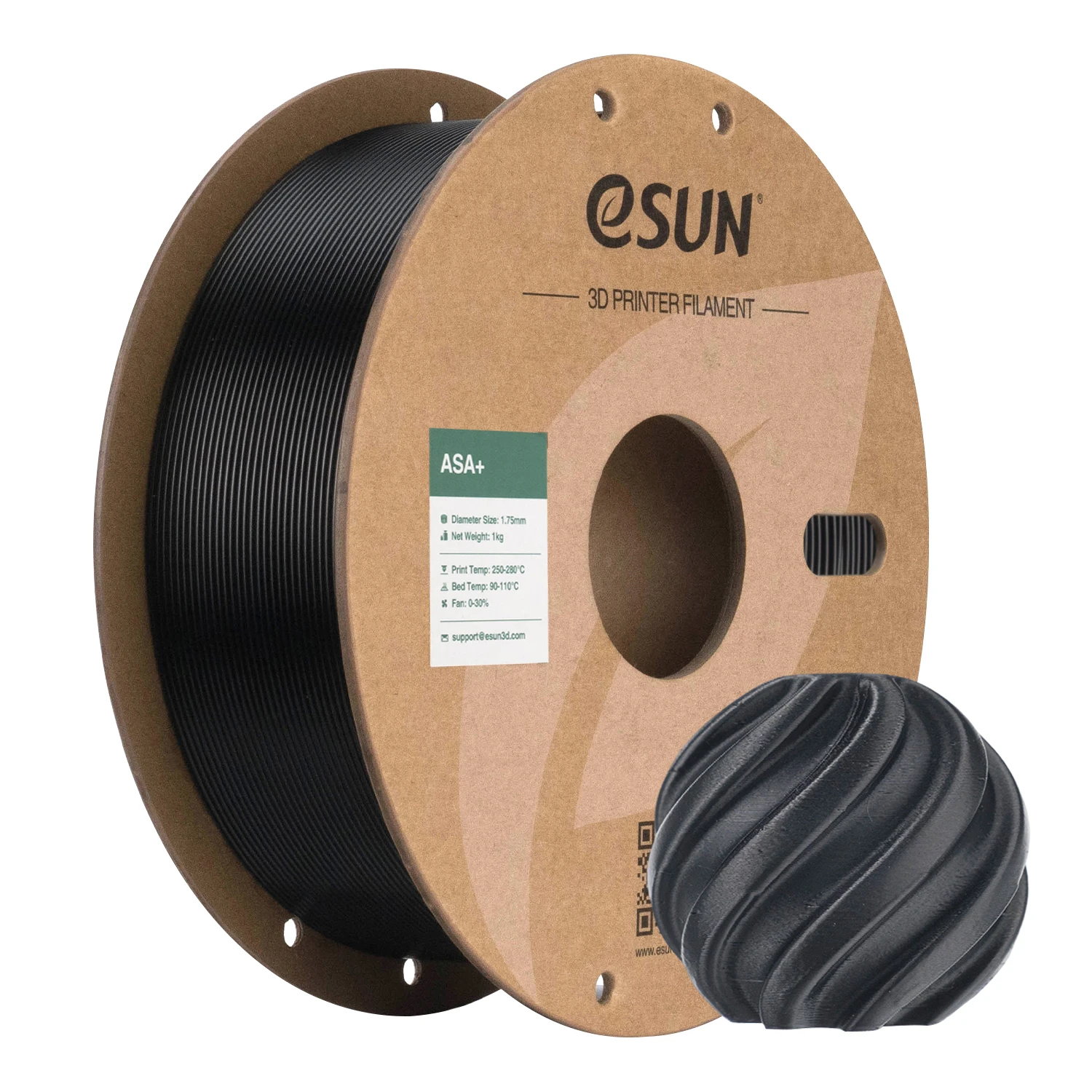 eSUN ASA+ Filament 1.75mm, 1 kg Spool, UV & Weather Resistant, BLACK