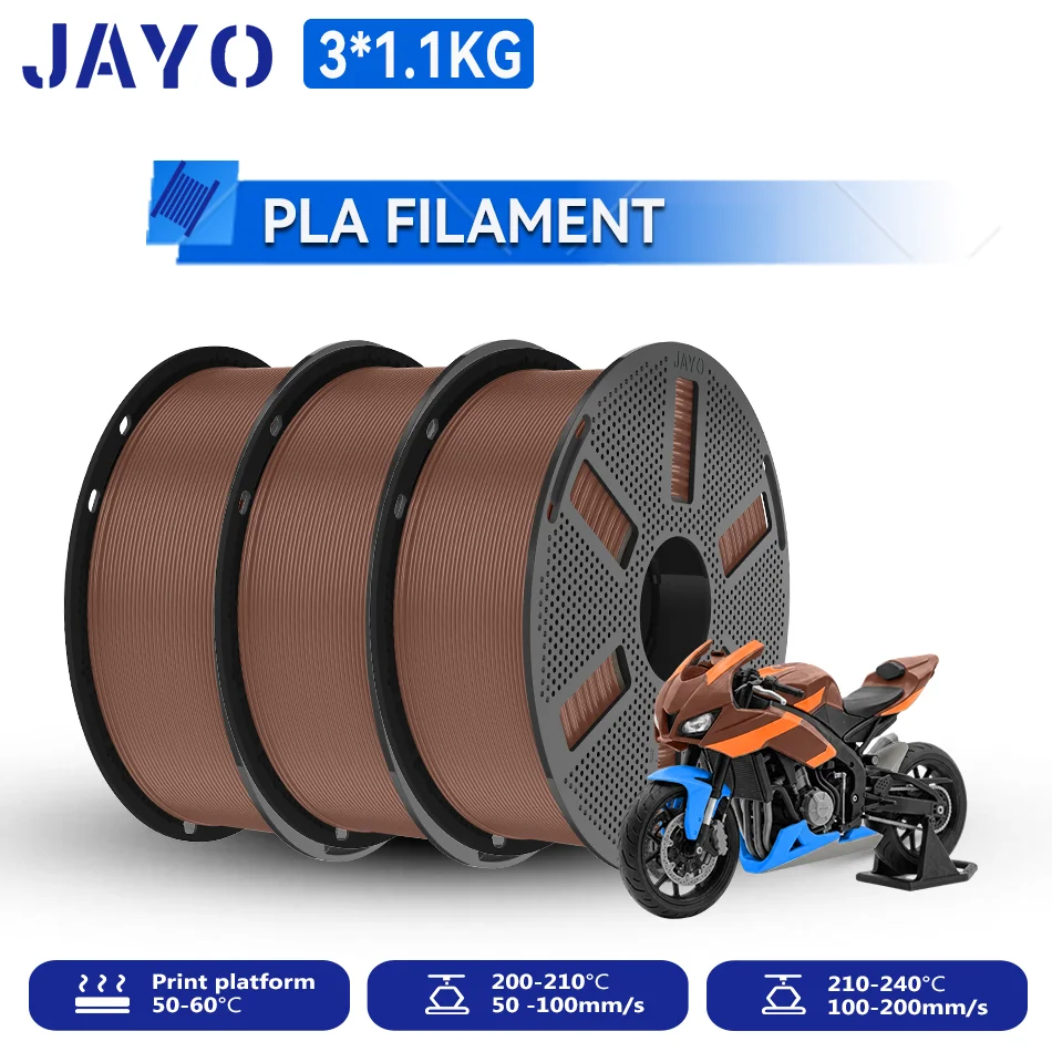 JAYO PLA Filament 1.75mm, 3 × 1.1 kg Single-Color Packs, 3CC