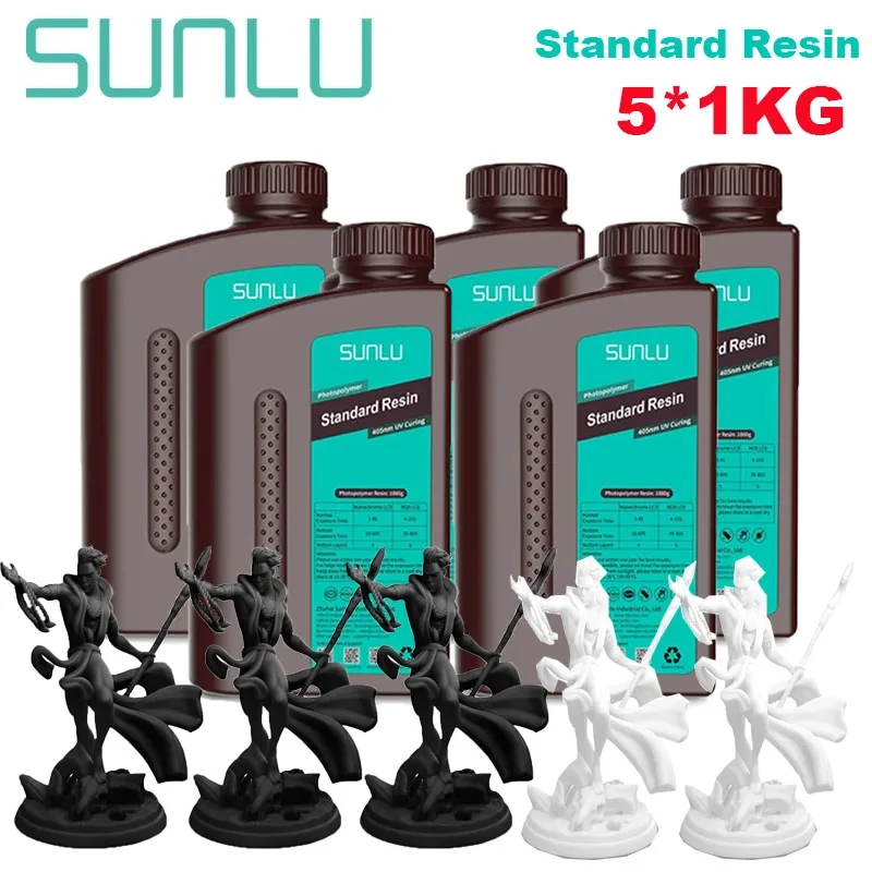 SUNLU Standard UV Resin 405nm, 5 kg (5 × 1 kg), Standard 3BK2WT