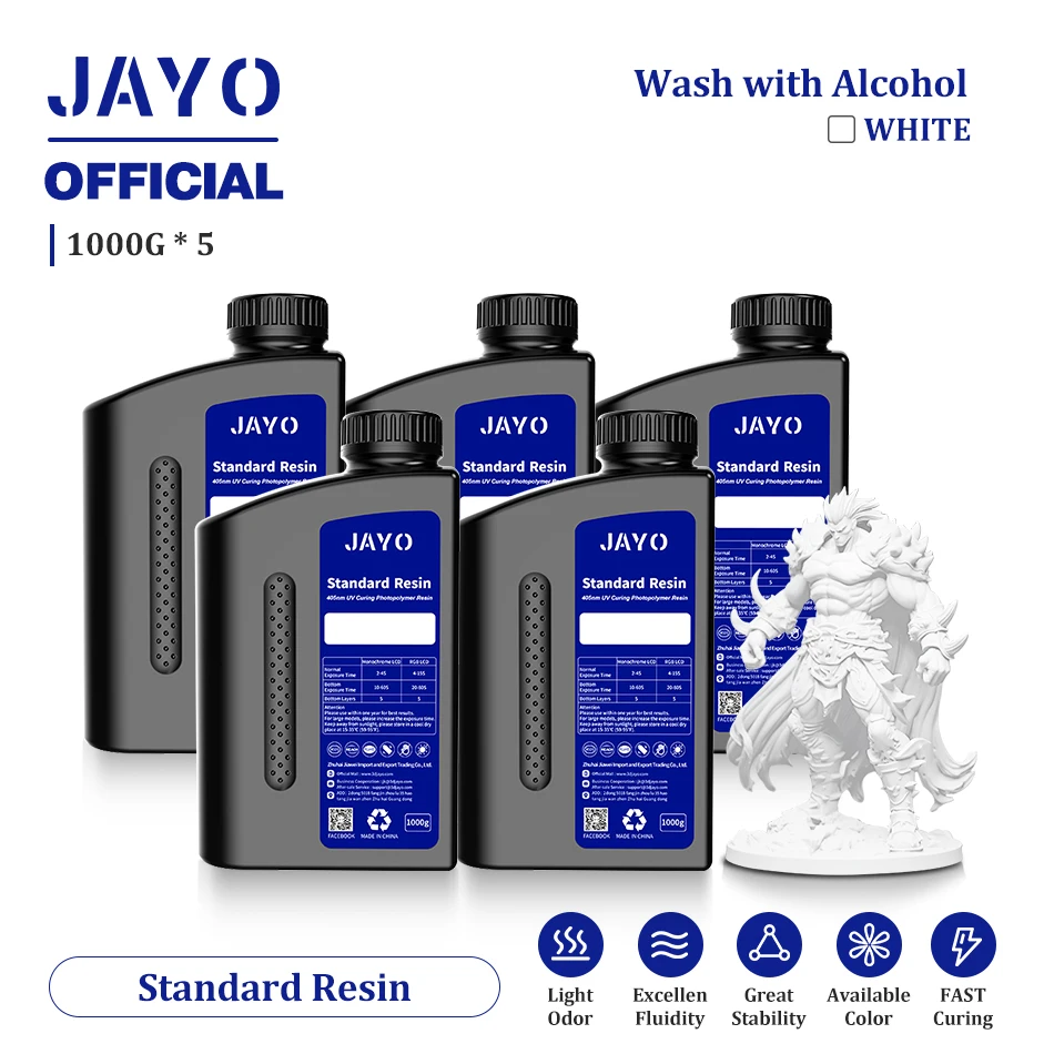 JAYO Standard & ABS-Like UV Resin 405nm, 5 kg, Standard White-5KG