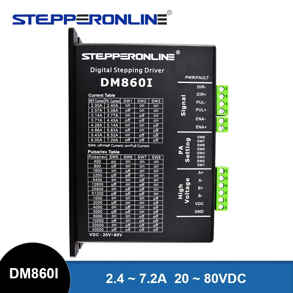 STEPPERONLINE DM860I Stepper Driver, 20–80VDC, 2.4–7.2A