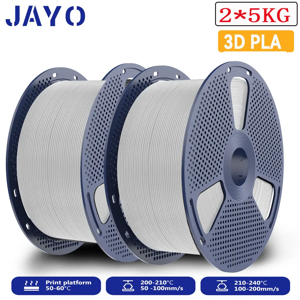 JAYO PLA Filament 1.75mm, 2 × 5 kg Large Spools, PLA-2WT-10KG